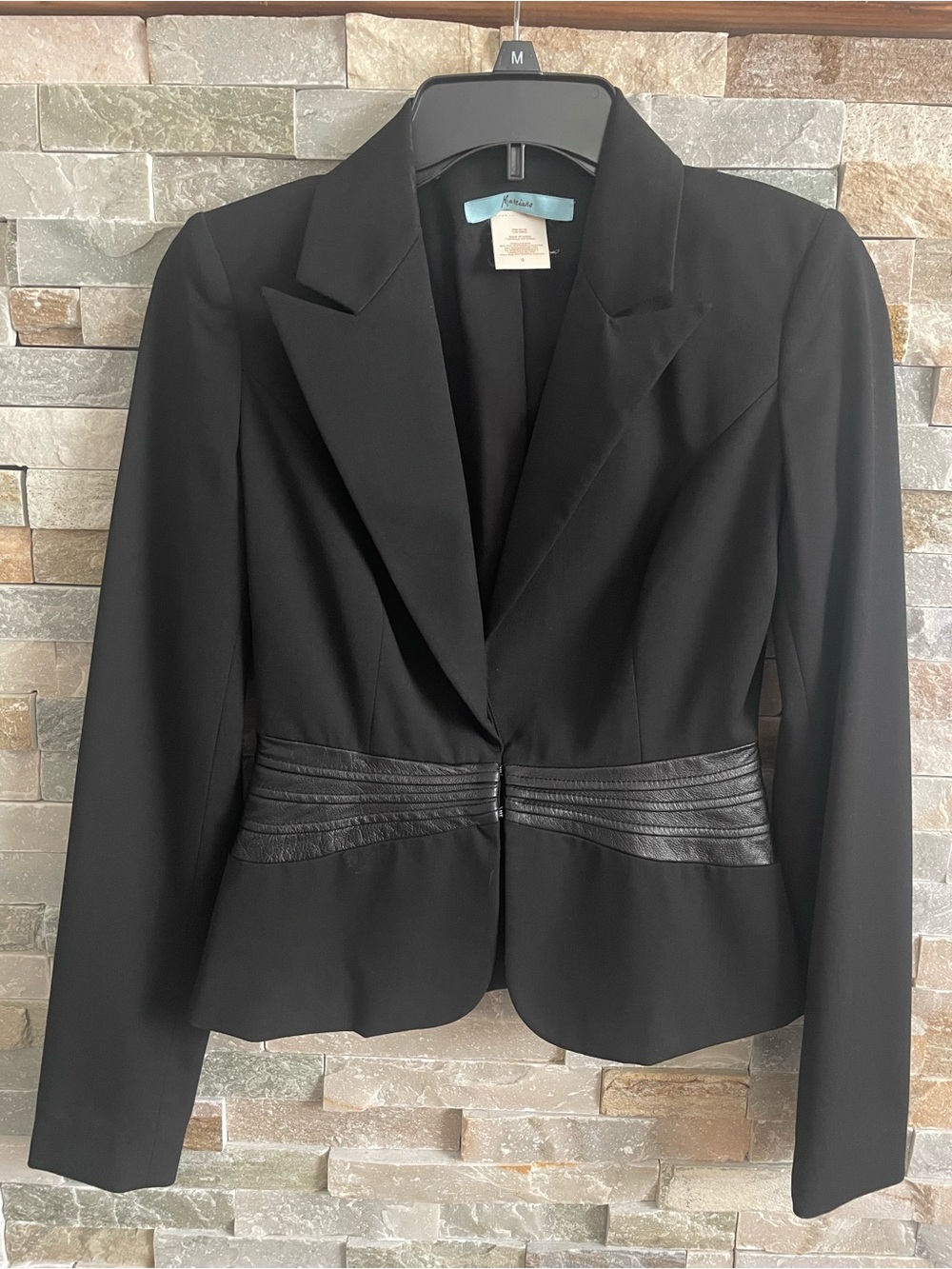 Marciano Black Blazer with Leather-Trim Waist